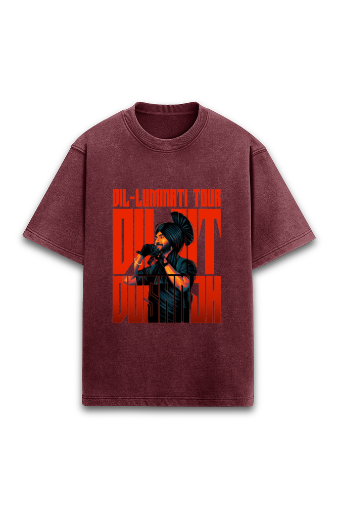 Dil-Luminati Unisex Acid Wash Oversized Tee: For the True Diljit Fans! Limited Edition!