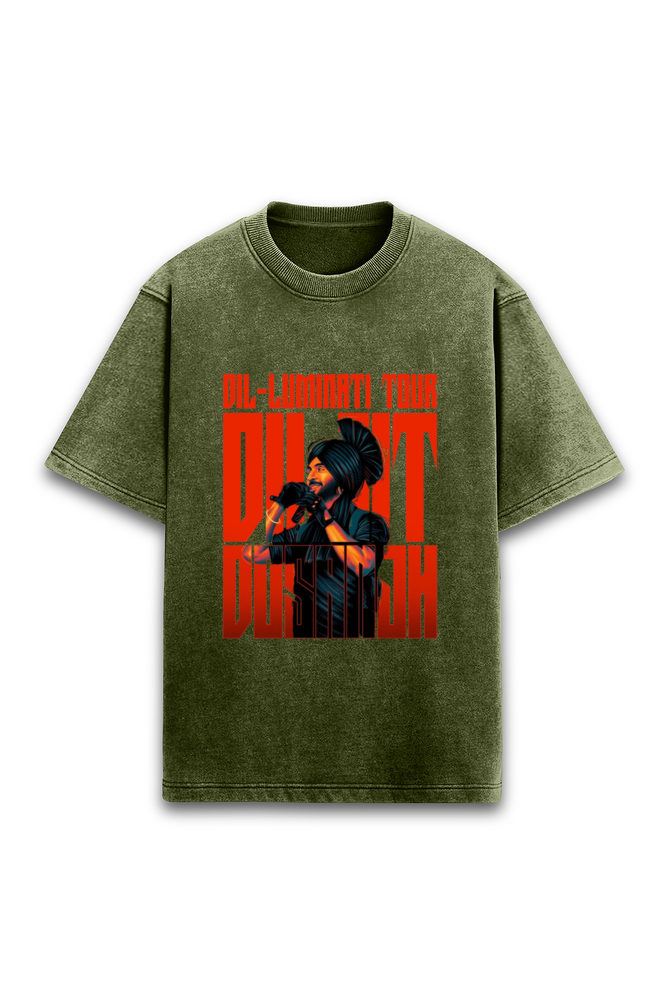 Dil-Luminati Unisex Acid Wash Oversized Tee: For the True Diljit Fans! Limited Edition!