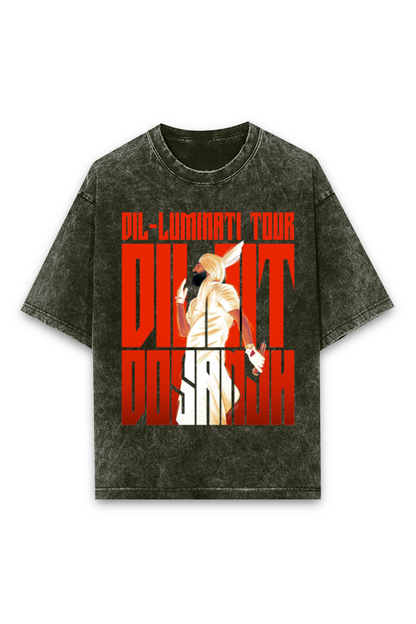 Dil-Luminati Unisex Acid Wash Oversized Tee: For the True Diljit Fans! Limited Edition!